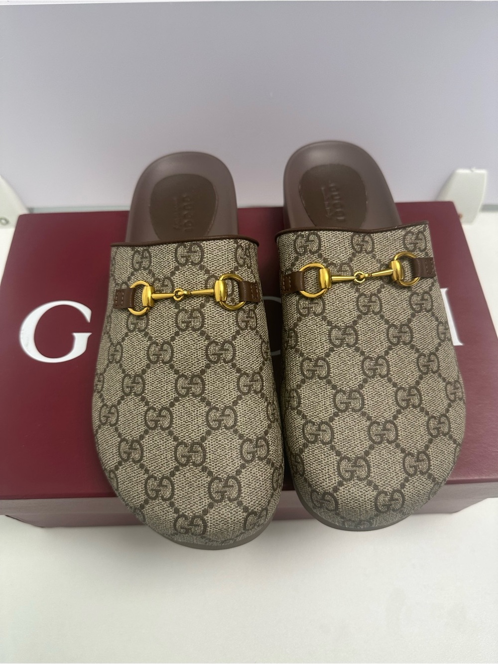 GoodGucci Brown GG Canvas Horsebit Slide Mules